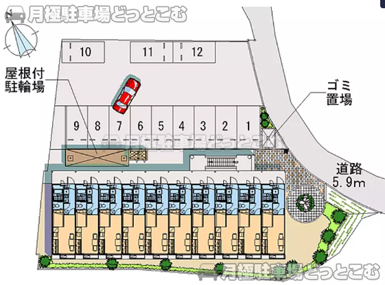 北九州市若松区東二島5－9－22の月極駐車場2