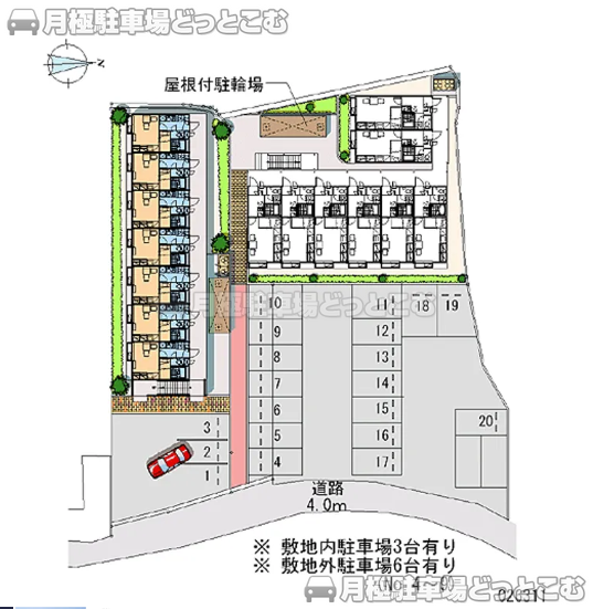 枚方市招提南町2－21－1の月極駐車場1