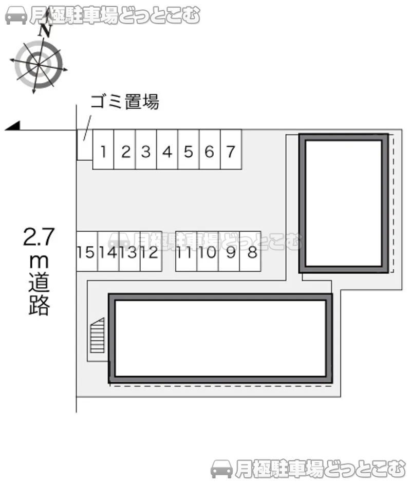 岡山市北区北長瀬表町2－16－33の月極駐車場2