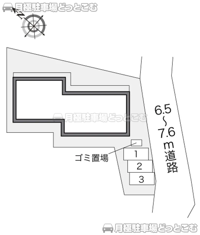 市川市若宮2－9－7の月極駐車場2
