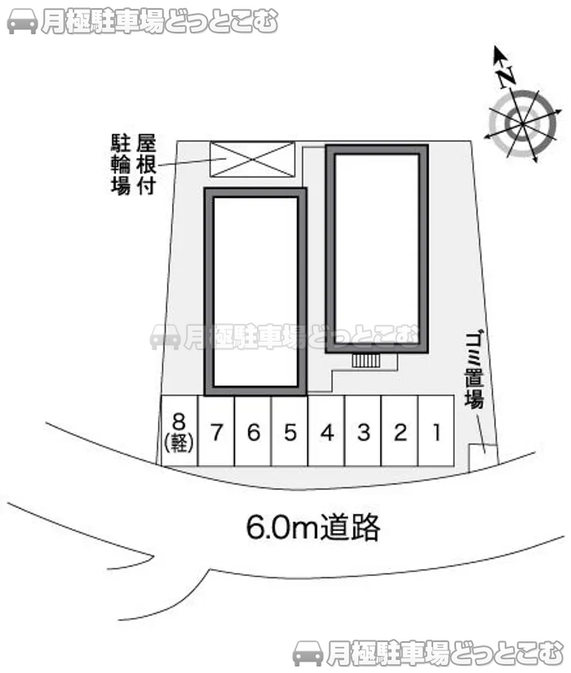 北九州市小倉北区上富野3－4－36の月極駐車場2