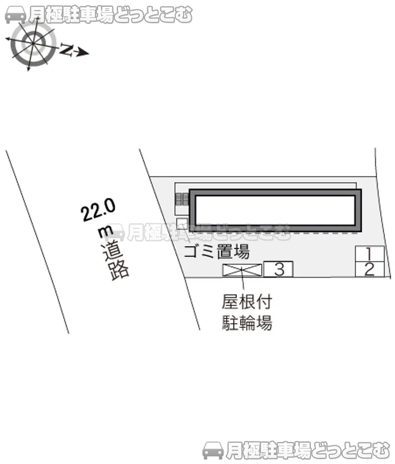 岡山市北区下伊福2－6－5－1の月極駐車場2
