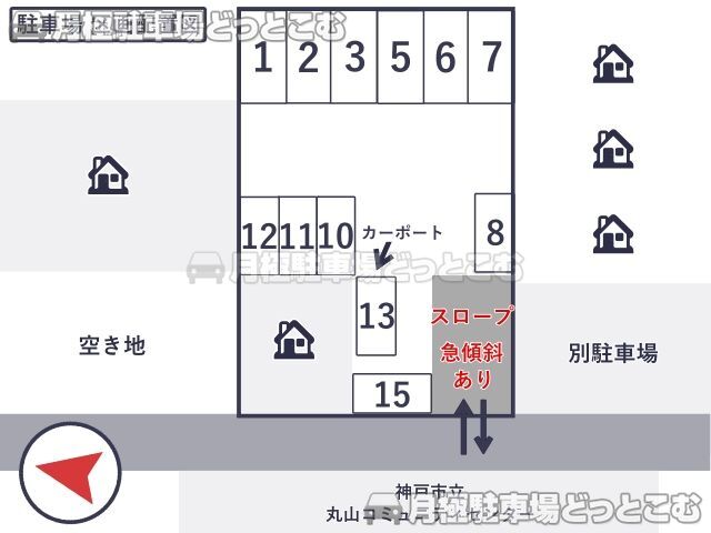 神戸市長田区東丸山町1-19の月極駐車場3