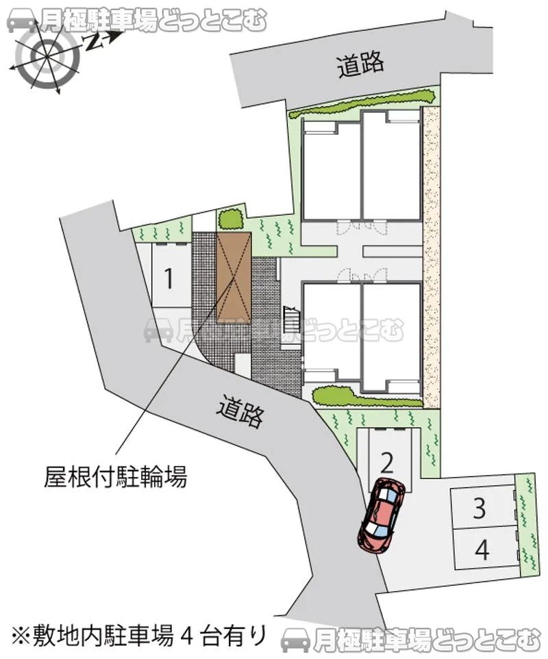 名古屋市瑞穂区御劔町3－4－1の月極駐車場2