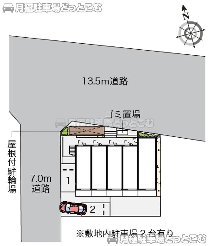 市川市田尻5－14－1の月極駐車場2