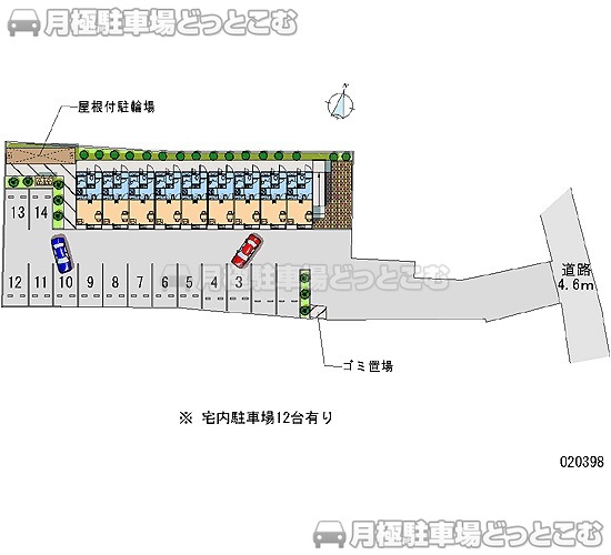 厚木市及川1－6－45の月極駐車場1