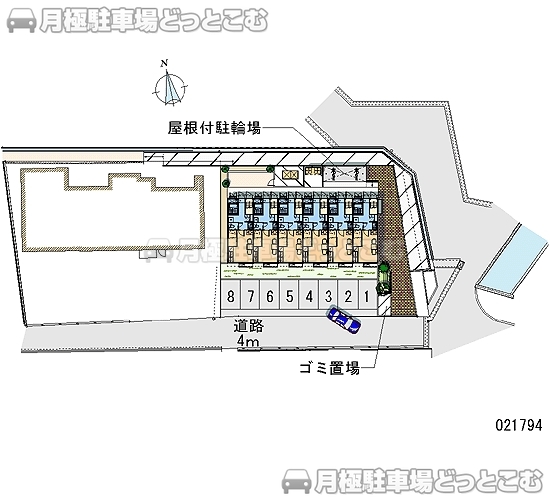 岡山市東区西大寺中野北小野80－2の月極駐車場1
