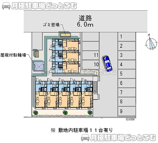 五所川原市中央1－80の月極駐車場2