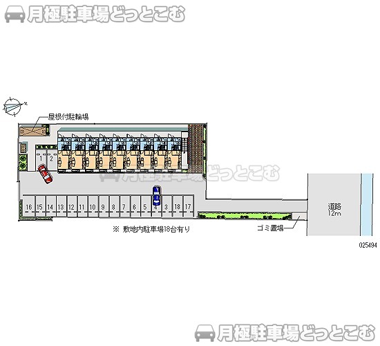 足利市通6－3169－4の月極駐車場2