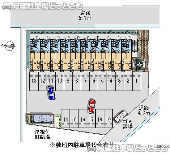 富山市向新庄町1－15－32の月極駐車場1