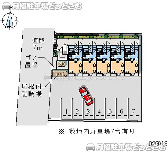 岡山市東区西大寺上2－8－44－2の月極駐車場1