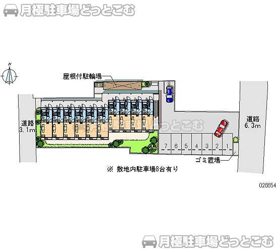 松山市立花1－3－42の月極駐車場1