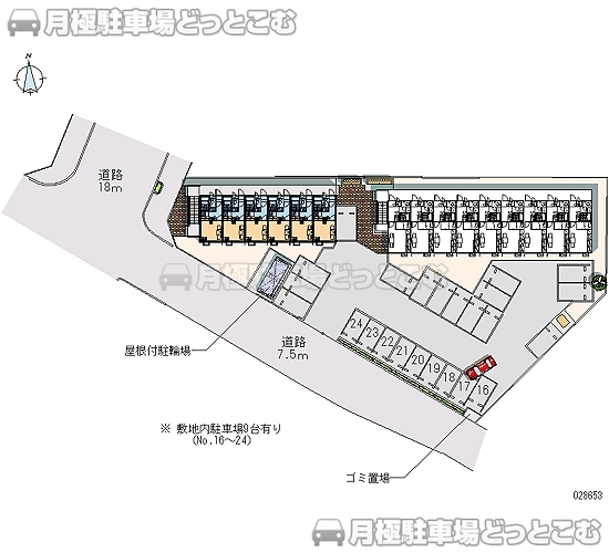 長岡市松葉1－9－3の月極駐車場2