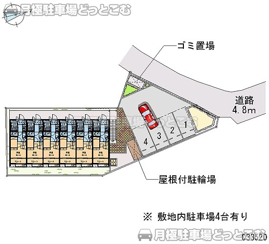 松原市北新町1－13－15の月極駐車場1