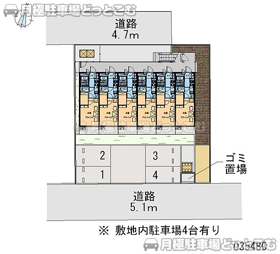 東大阪市花園東町2－14－23の月極駐車場1