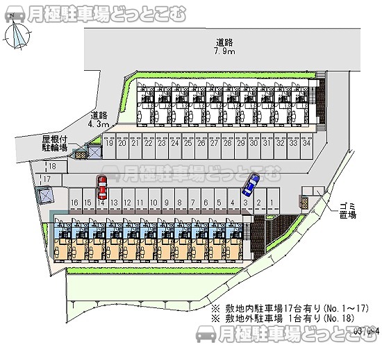 仙台市青葉区川平1－5－23の月極駐車場1