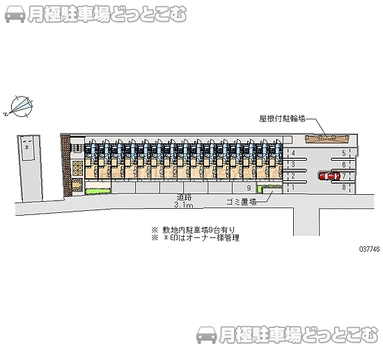 名古屋市昭和区車田町2－24－2の月極駐車場2