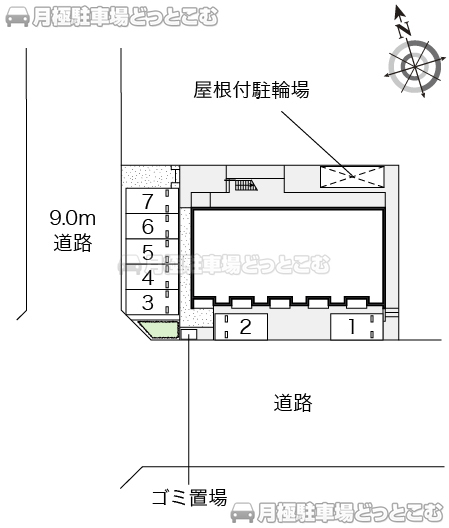 東松山市美原町3－13－8の月極駐車場1