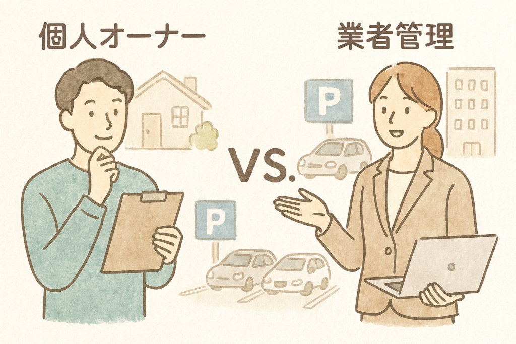 個人オーナーと業者管理の違いとは?月極駐車場を借りる前に知っておきたい借主目線のポイント